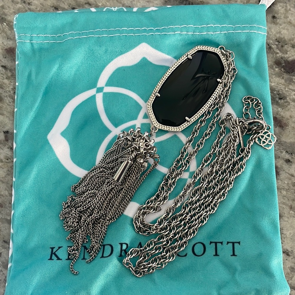Kendra Scott Rayne necklace, silver and black